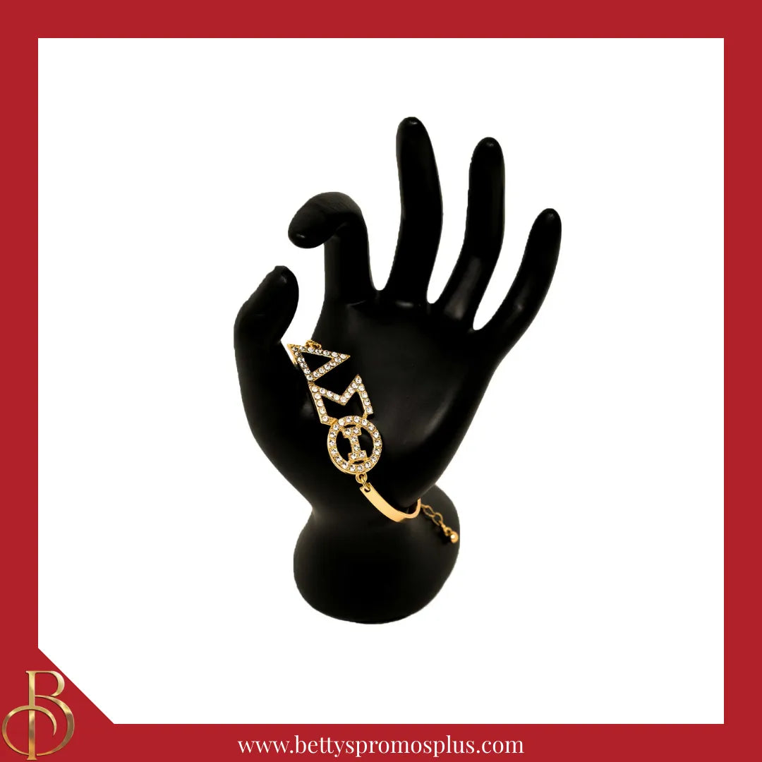 Delta Sigma Theta ΔΣΘ Bracelet with Rhinestone Letters-Delta Sigma Theta Paraphernalia-Delta Sigma Theta Bracelet-Betty's Promos Plus