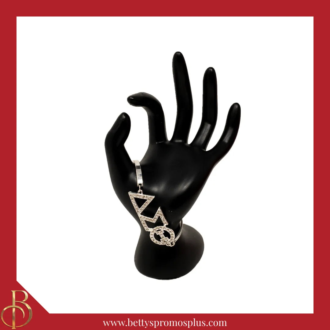 Delta Sigma Theta ΔΣΘ Bracelet with Rhinestone Letters-Delta Sigma Theta Paraphernalia-Delta Sigma Theta Bracelet-Betty's Promos Plus