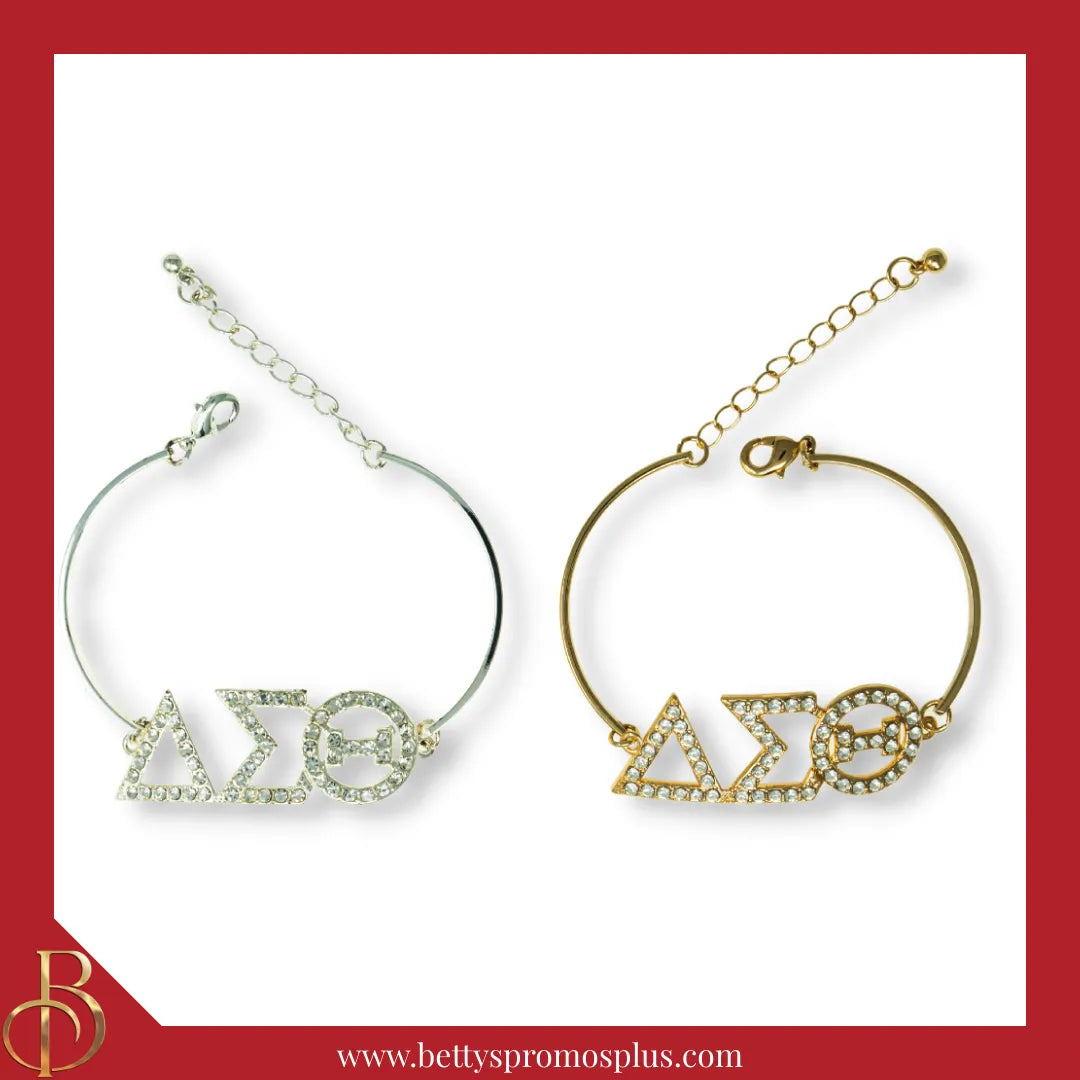 Delta Sigma Theta ΔΣΘ Bracelet with Rhinestone Letters-Delta Sigma Theta Paraphernalia-Delta Sigma Theta Bracelet-Betty's Promos Plus