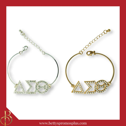 Delta Sigma Theta ΔΣΘ Bracelet with Rhinestone Letters-Delta Sigma Theta Paraphernalia-Delta Sigma Theta Bracelet-Betty's Promos Plus