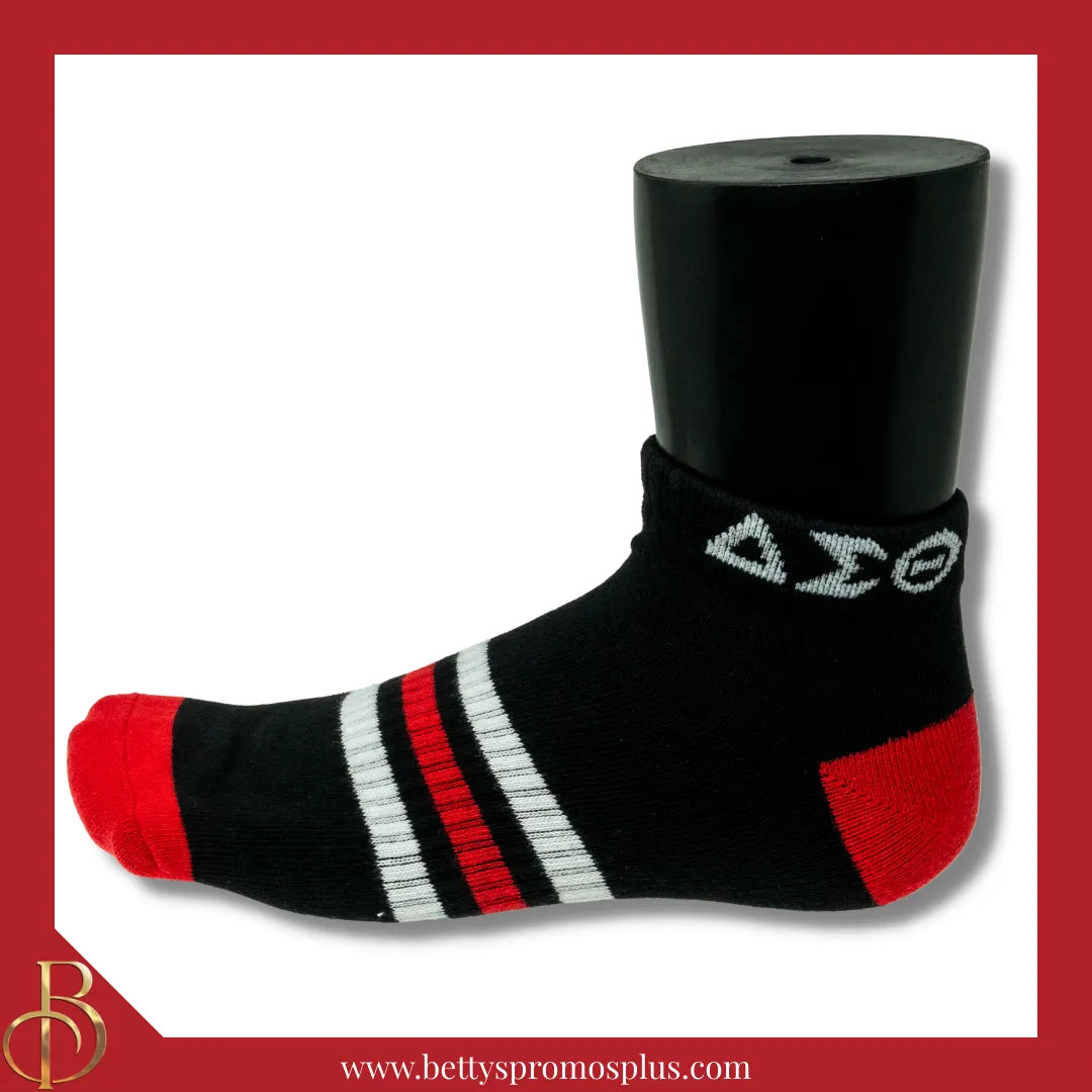 Delta Sigma Theta ΔΣΘ Breathable Ankle Socks with Arch Support-Black-Delta Sigma Theta Paraphernalia-Delta Sigma Theta Socks-Betty's Promos Plus