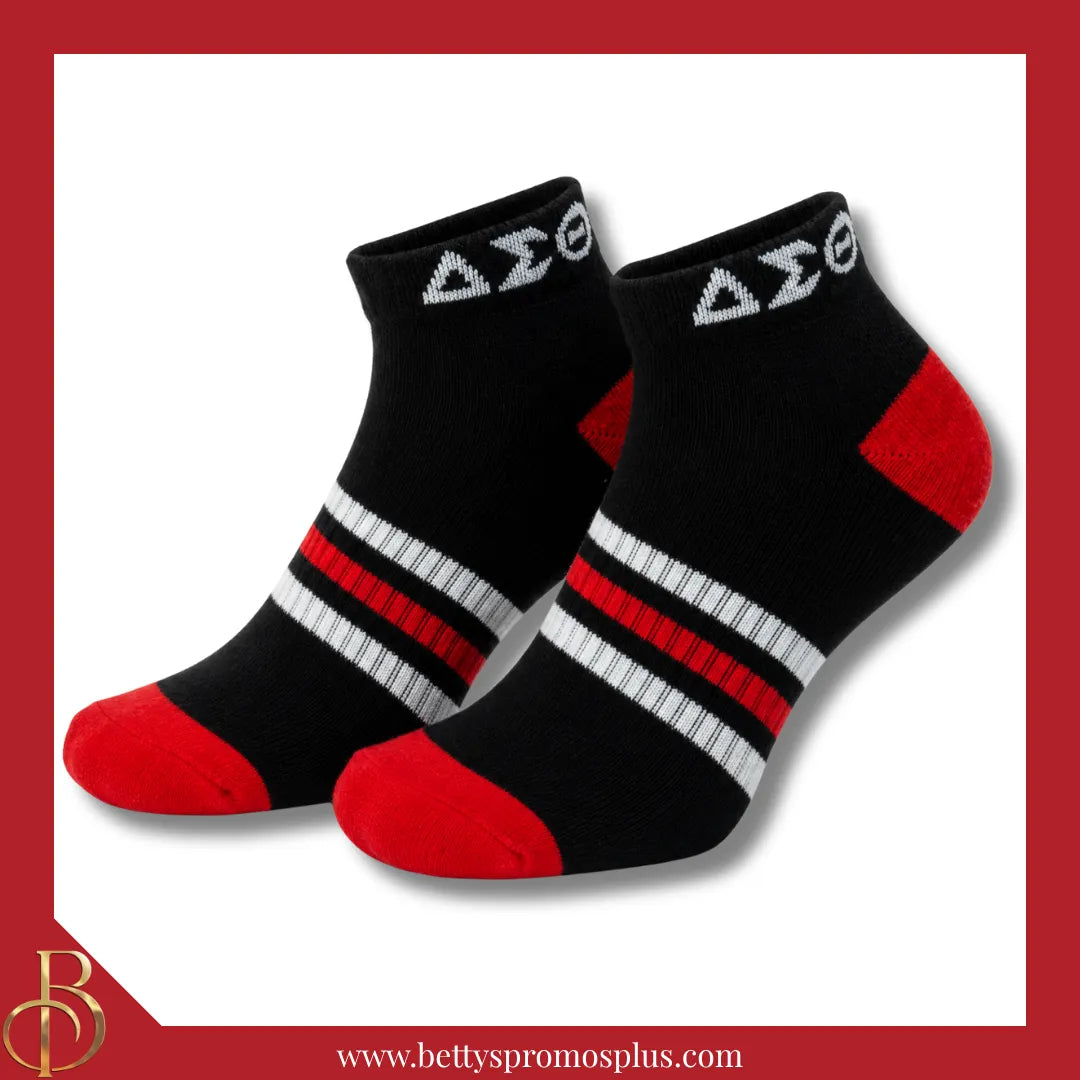 Delta Sigma Theta ΔΣΘ Breathable Ankle Socks with Arch Support-Black-Delta Sigma Theta Paraphernalia-Delta Sigma Theta Socks-Betty's Promos Plus