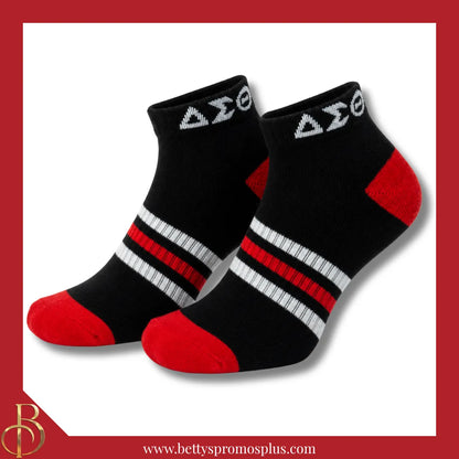 Delta Sigma Theta ΔΣΘ Breathable Ankle Socks with Arch Support-Black-Delta Sigma Theta Paraphernalia-Delta Sigma Theta Socks-Betty's Promos Plus