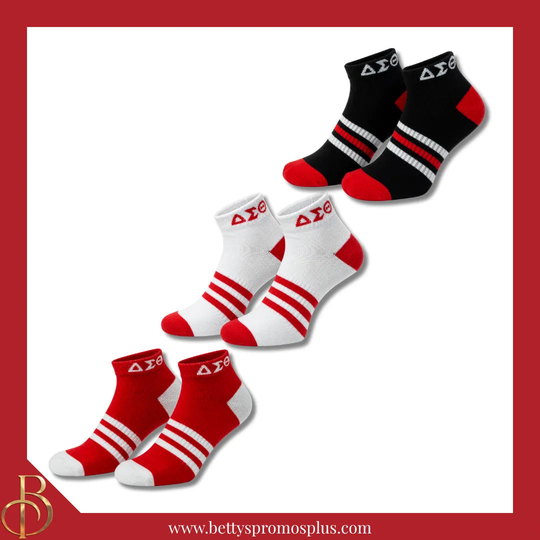 Delta Sigma Theta ΔΣΘ Breathable Ankle Socks with Arch Support-Delta Sigma Theta Paraphernalia-Delta Sigma Theta Socks-Betty's Promos Plus