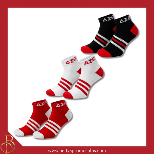 Delta Sigma Theta ΔΣΘ Breathable Ankle Socks with Arch Support-Delta Sigma Theta Paraphernalia-Delta Sigma Theta Socks-Betty's Promos Plus