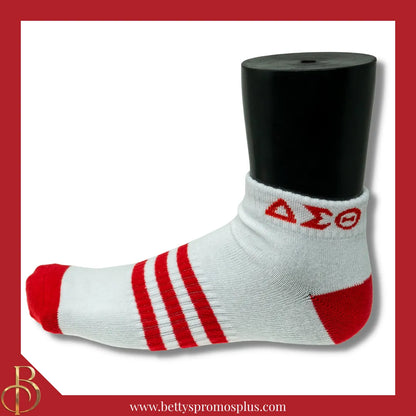Delta Sigma Theta ΔΣΘ Breathable Ankle Socks with Arch Support-White-Delta Sigma Theta Paraphernalia-Delta Sigma Theta Socks-Betty's Promos Plus