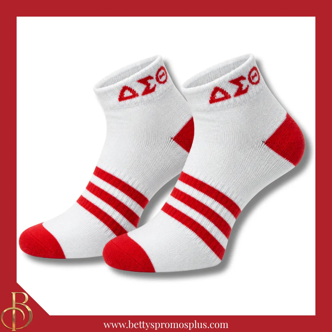Delta Sigma Theta ΔΣΘ Breathable Ankle Socks with Arch Support-White-Delta Sigma Theta Paraphernalia-Delta Sigma Theta Socks-Betty's Promos Plus