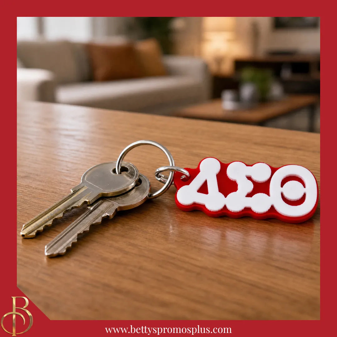Delta Sigma Theta ΔΣΘ Bubble Letters Acrylic Keychain-Delta Sigma Theta Paraphernalia-Delta Sigma Theta Keychain-Betty's Promos Plus