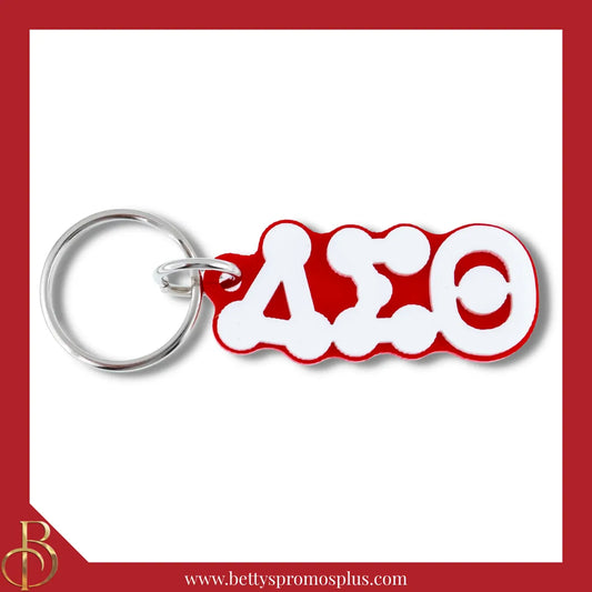 Delta Sigma Theta ΔΣΘ Bubble Letters Acrylic Keychain-Red-Delta Sigma Theta Paraphernalia-Delta Sigma Theta Keychain-Betty's Promos Plus