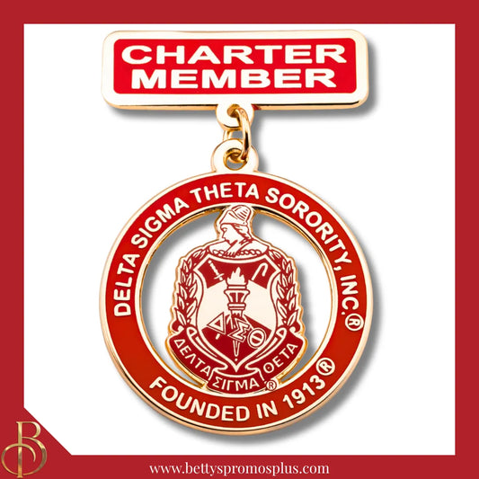 Delta Sigma Theta ΔΣΘ Charter Member Greek Lapel Pin-Red-Delta Sigma Theta Paraphernalia-Delta Sigma Theta Lapel Pin-Betty's Promos Plus