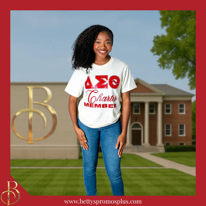 Delta Sigma Theta ΔΣΘ Charter Member Screen Printed T-Shirt-Delta Sigma Theta Paraphernalia-Delta Sigma Theta T-Shirts-Betty's Promos Plus