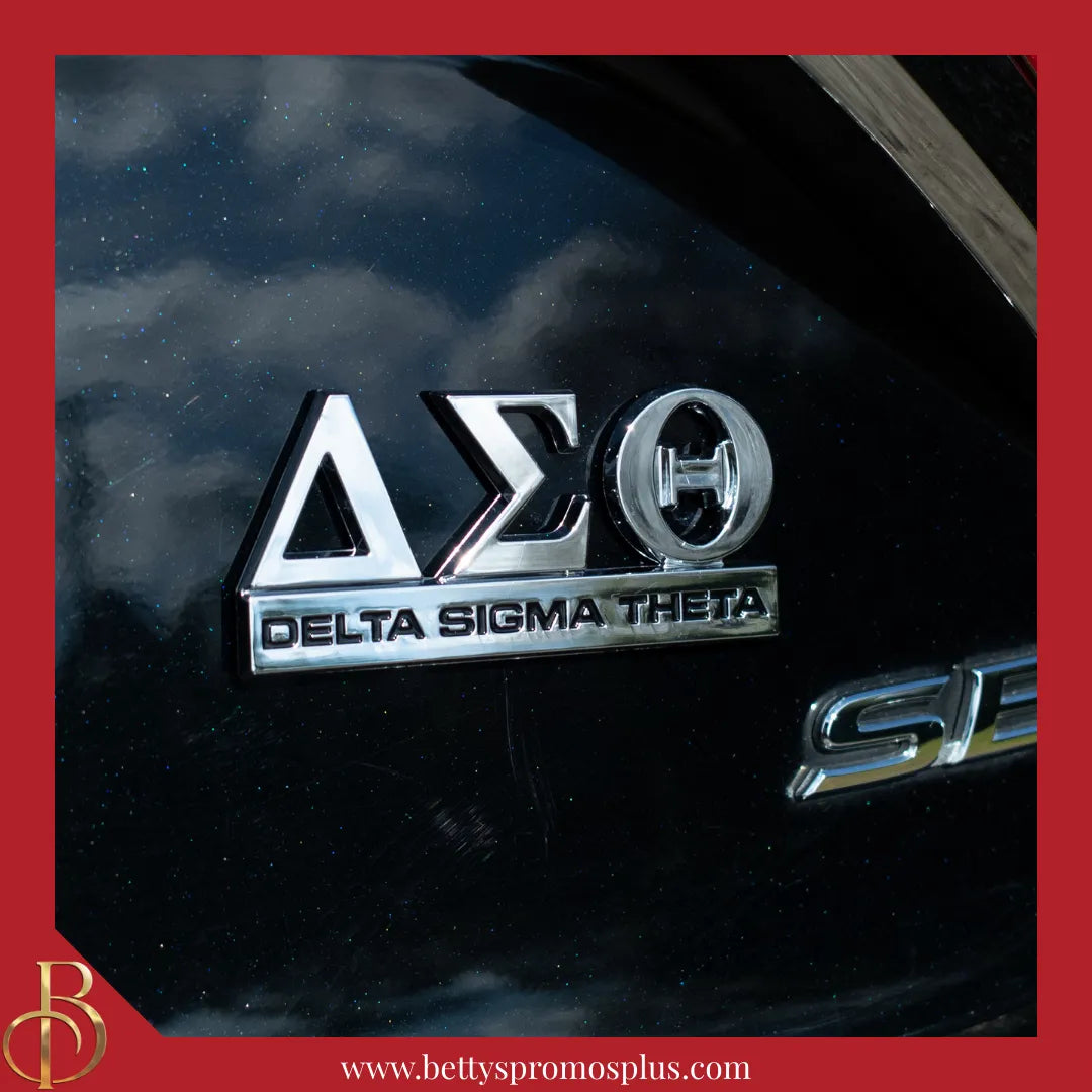 Delta Sigma Theta ΔΣΘ Chrome Car Badge Auto Emblem Sticker Decal-Delta Sigma Theta Paraphernalia-Delta Sigma Theta Auto Decal-Betty's Promos Plus