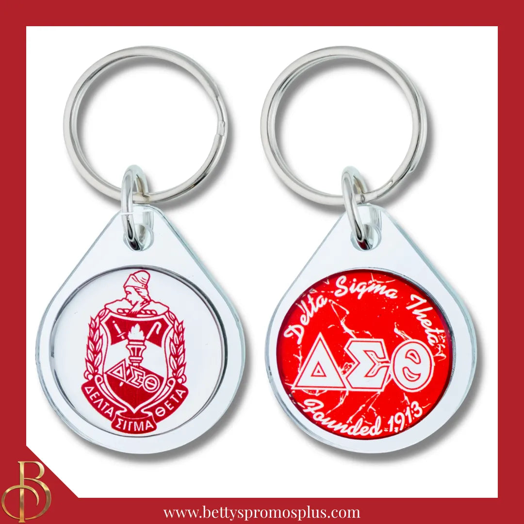 Delta Sigma Theta ΔΣΘ Circular Acrylic Keychain with Shield or Greek Letters-Delta Sigma Theta Paraphernalia-Delta Sigma Theta Keychain-Betty's Promos Plus