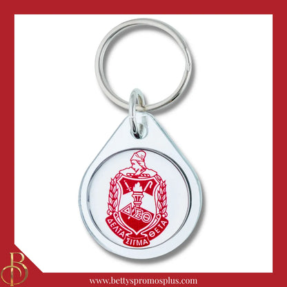 Delta Sigma Theta ΔΣΘ Circular Acrylic Keychain with Shield or Greek Letters-Silver-ΔΣΘ Shield-Delta Sigma Theta Paraphernalia-Delta Sigma Theta Keychain-Betty's Promos Plus