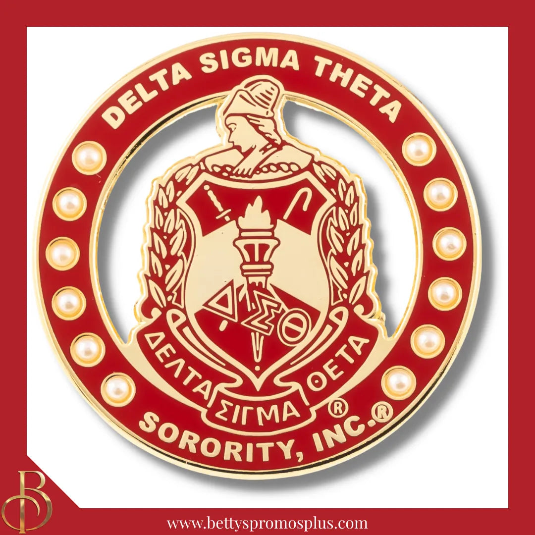 Delta Sigma Theta ΔΣΘ Circular Shield Sorority Lapel Pin-Delta Sigma Theta Paraphernalia-Delta Sigma Theta Lapel Pin-Betty's Promos Plus