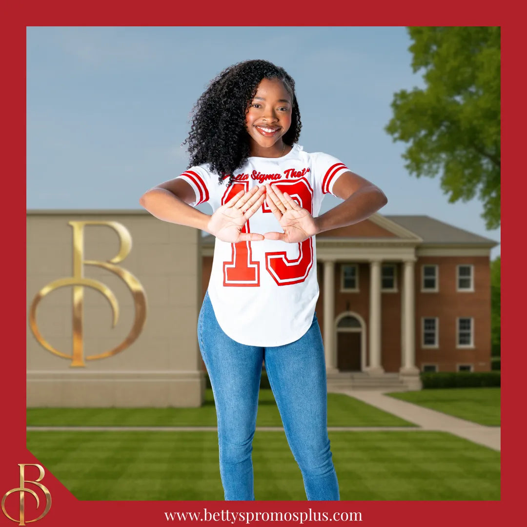 Delta Sigma Theta ΔΣΘ Cold Shoulder 13 Screen Printed T-Shirt-Delta Sigma Theta Paraphernalia-Delta Sigma Theta T-Shirts-Betty's Promos Plus