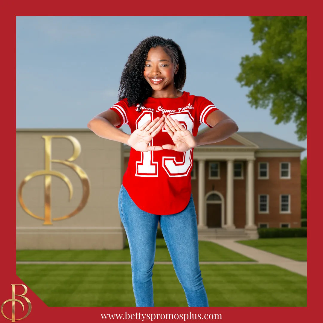 Delta Sigma Theta ΔΣΘ Cold Shoulder 13 Screen Printed T-Shirt-Delta Sigma Theta Paraphernalia-Delta Sigma Theta T-Shirts-Betty's Promos Plus