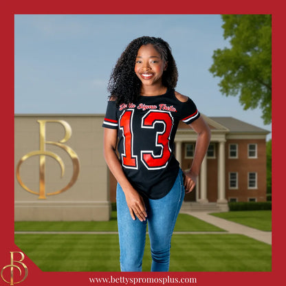 Delta Sigma Theta ΔΣΘ Cold Shoulder 13 Screen Printed T-Shirt-Delta Sigma Theta Paraphernalia-Delta Sigma Theta T-Shirts-Betty's Promos Plus