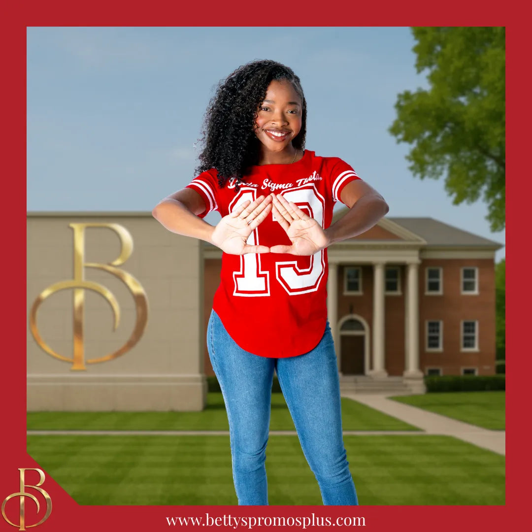 Delta Sigma Theta ΔΣΘ Cold Shoulder 13 Screen Printed T-Shirt-Delta Sigma Theta Paraphernalia-Delta Sigma Theta T-Shirts-Betty's Promos Plus