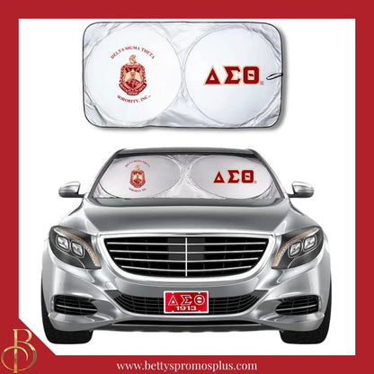 Delta Sigma Theta ΔΣΘ Collapsible Car Sun Shade with Pouch-Delta Sigma Theta Paraphernalia-Delta Sigma Theta Car Shade-Betty's Promos Plus
