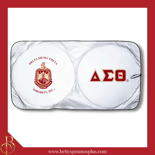 Delta Sigma Theta ΔΣΘ Collapsible Car Sun Shade with Pouch-Delta Sigma Theta Paraphernalia-Delta Sigma Theta Car Shade-Betty's Promos Plus