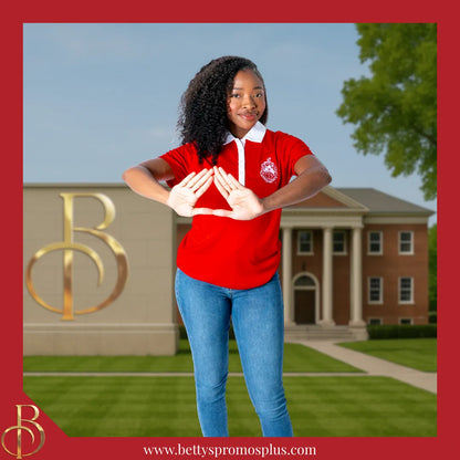 Delta Sigma Theta ΔΣΘ Contrast Collar Golf Shirt Dry Fit Polo-Delta Sigma Theta Paraphernalia-Delta Sigma Theta Polo Shirt-Betty's Promos Plus