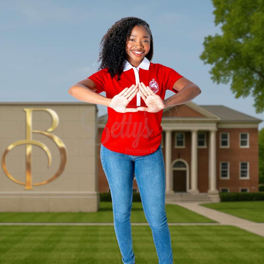 Delta Sigma Theta ΔΣΘ Contrast Collar Golf Shirt Dry Fit Polo-Delta Sigma Theta Paraphernalia-Delta Sigma Theta Polo Shirt-Betty's Promos Plus