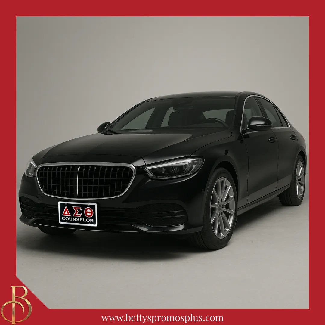 Delta Sigma Theta ΔΣΘ Counselor Laser Engraved Mirrored Acrylic Auto Tag License Plate-Delta Sigma Theta Paraphernalia-Delta Sigma Theta Auto Tag-Betty's Promos Plus