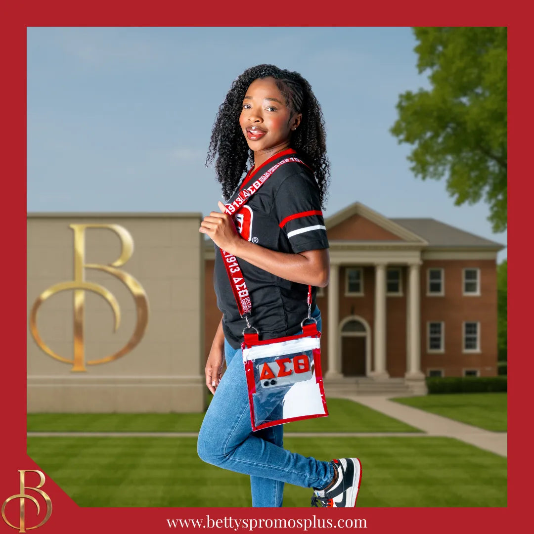 Delta Sigma Theta ΔΣΘ Cross Body Clear Stadium Bag-Delta Sigma Theta Paraphernalia-Delta Sigma Theta Stadium Bag-Betty's Promos Plus
