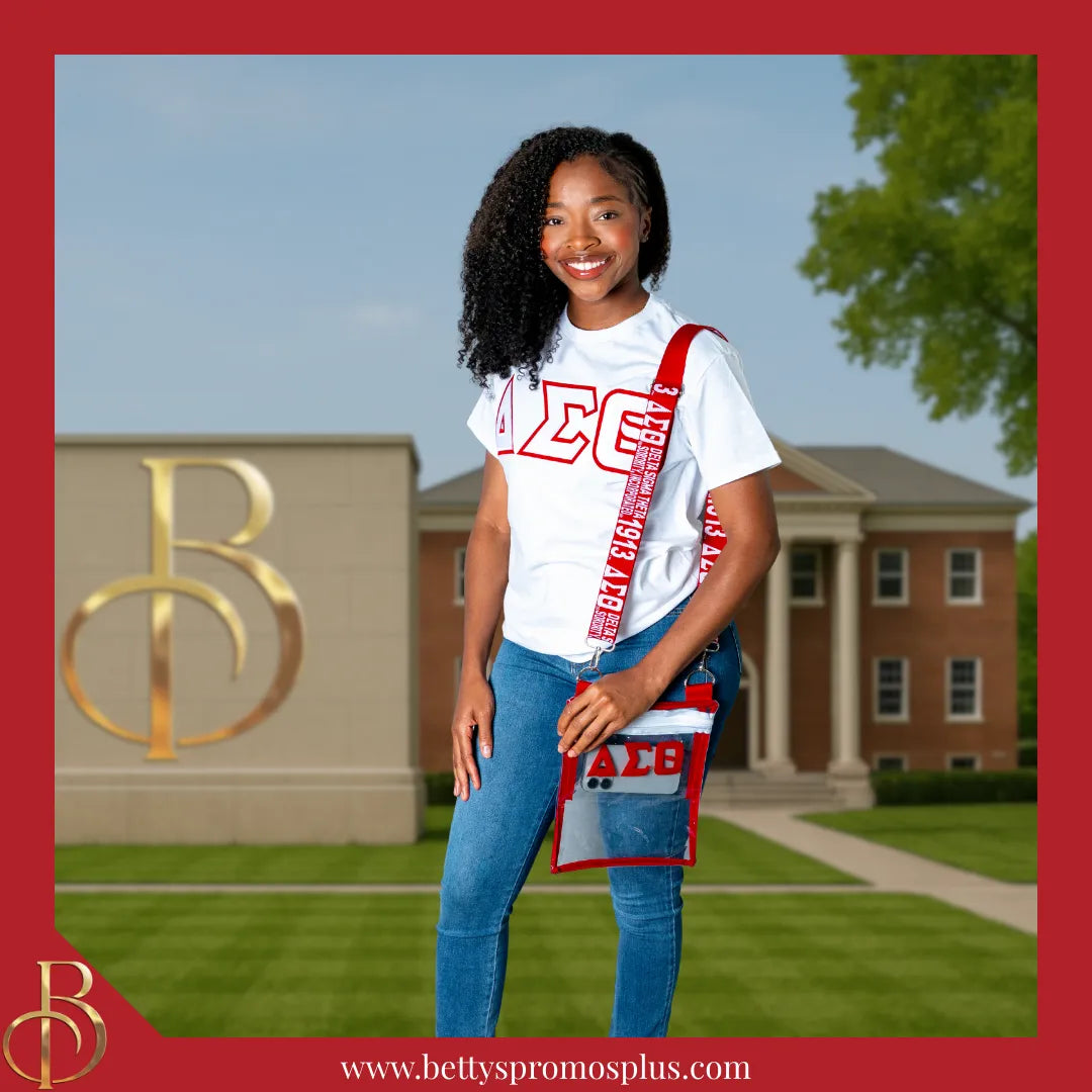 Delta Sigma Theta ΔΣΘ Cross Body Clear Stadium Bag-Delta Sigma Theta Paraphernalia-Delta Sigma Theta Stadium Bag-Betty's Promos Plus