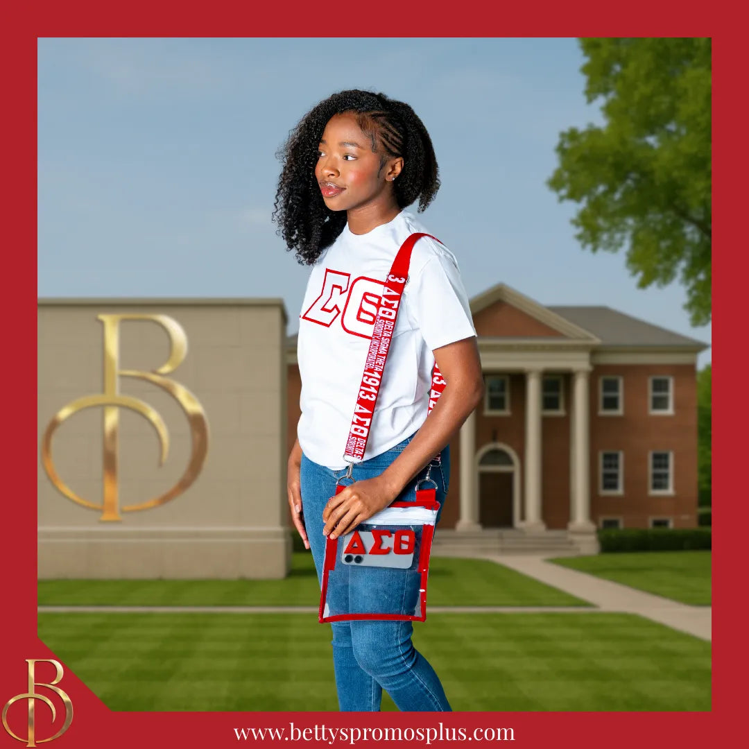 Delta Sigma Theta ΔΣΘ Cross Body Clear Stadium Bag-Delta Sigma Theta Paraphernalia-Delta Sigma Theta Stadium Bag-Betty's Promos Plus