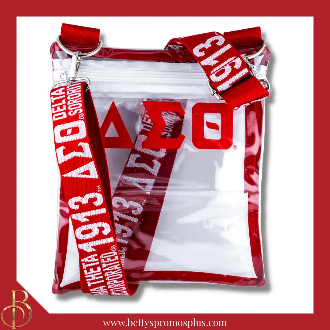 Delta Sigma Theta ΔΣΘ Cross Body Clear Stadium Bag-Delta Sigma Theta Paraphernalia-Delta Sigma Theta Stadium Bag-Betty's Promos Plus