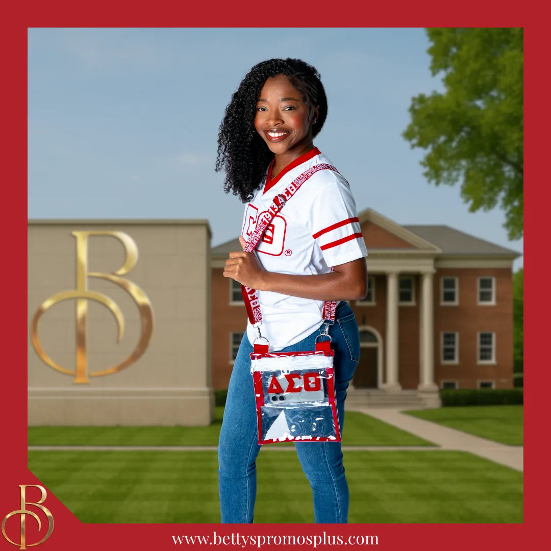 Delta Sigma Theta ΔΣΘ Cross Body Clear Stadium Bag-Delta Sigma Theta Paraphernalia-Delta Sigma Theta Stadium Bag-Betty's Promos Plus