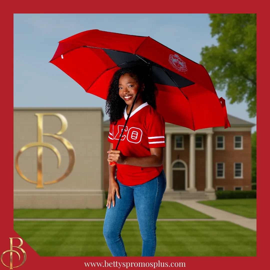 Delta Sigma Theta ΔΣΘ Double Stitched Appliqué Embroidered Jersey T-Shirt-Delta Sigma Theta Paraphernalia-Delta Sigma Theta T-Shirts-Betty's Promos Plus