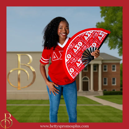 Delta Sigma Theta ΔΣΘ Double Stitched Appliqué Embroidered Jersey T-Shirt-Delta Sigma Theta Paraphernalia-Delta Sigma Theta T-Shirts-Betty's Promos Plus