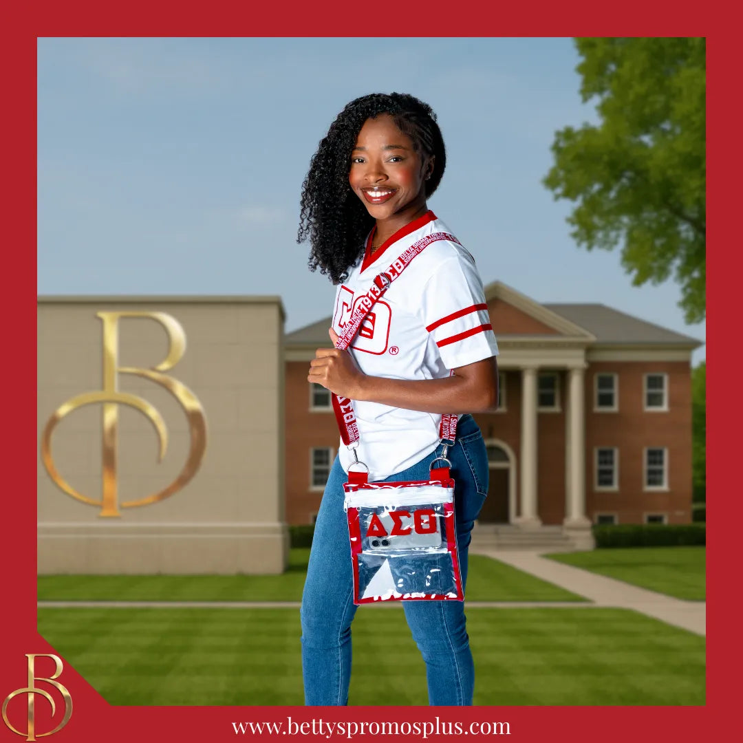 Delta Sigma Theta ΔΣΘ Double Stitched Appliqué Embroidered Jersey T-Shirt-Delta Sigma Theta Paraphernalia-Delta Sigma Theta T-Shirts-Betty's Promos Plus