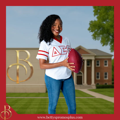 Delta Sigma Theta ΔΣΘ Double Stitched Appliqué Embroidered Jersey T-Shirt-Delta Sigma Theta Paraphernalia-Delta Sigma Theta T-Shirts-Betty's Promos Plus