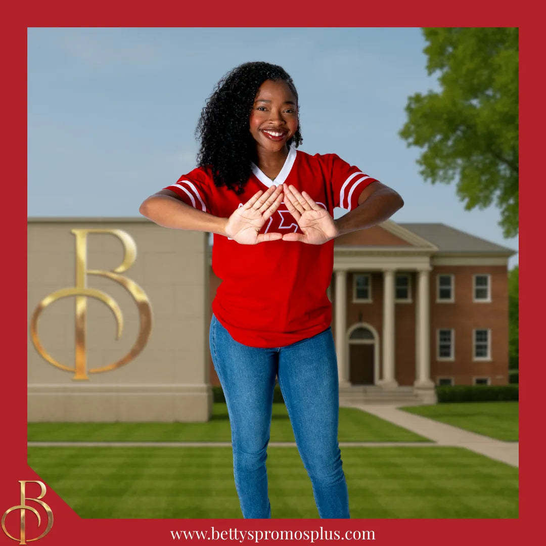 Delta Sigma Theta ΔΣΘ Double Stitched Appliqué Embroidered Jersey T-Shirt-Delta Sigma Theta Paraphernalia-Delta Sigma Theta T-Shirts-Betty's Promos Plus