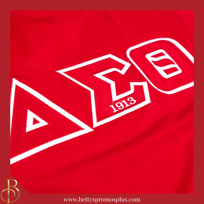Delta Sigma Theta ΔΣΘ Double Stitched Appliqué Embroidered Line T-Shirt-Delta Sigma Theta Paraphernalia-Delta Sigma Theta T-Shirts-Betty's Promos Plus