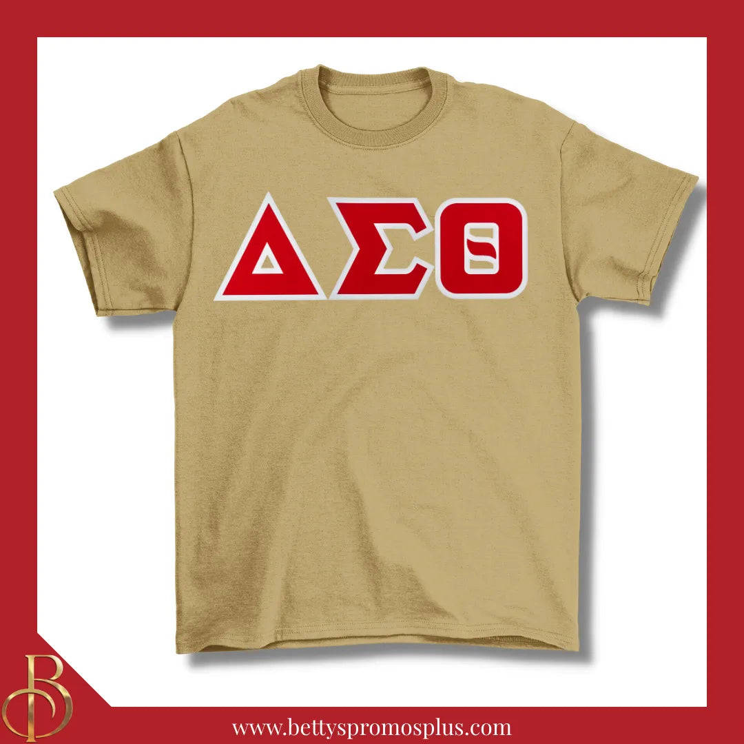 Delta Sigma Theta ΔΣΘ Double Stitched Appliqué Embroidered Line T-Shirt-Delta Sigma Theta Paraphernalia-Delta Sigma Theta T-Shirts-Betty's Promos Plus
