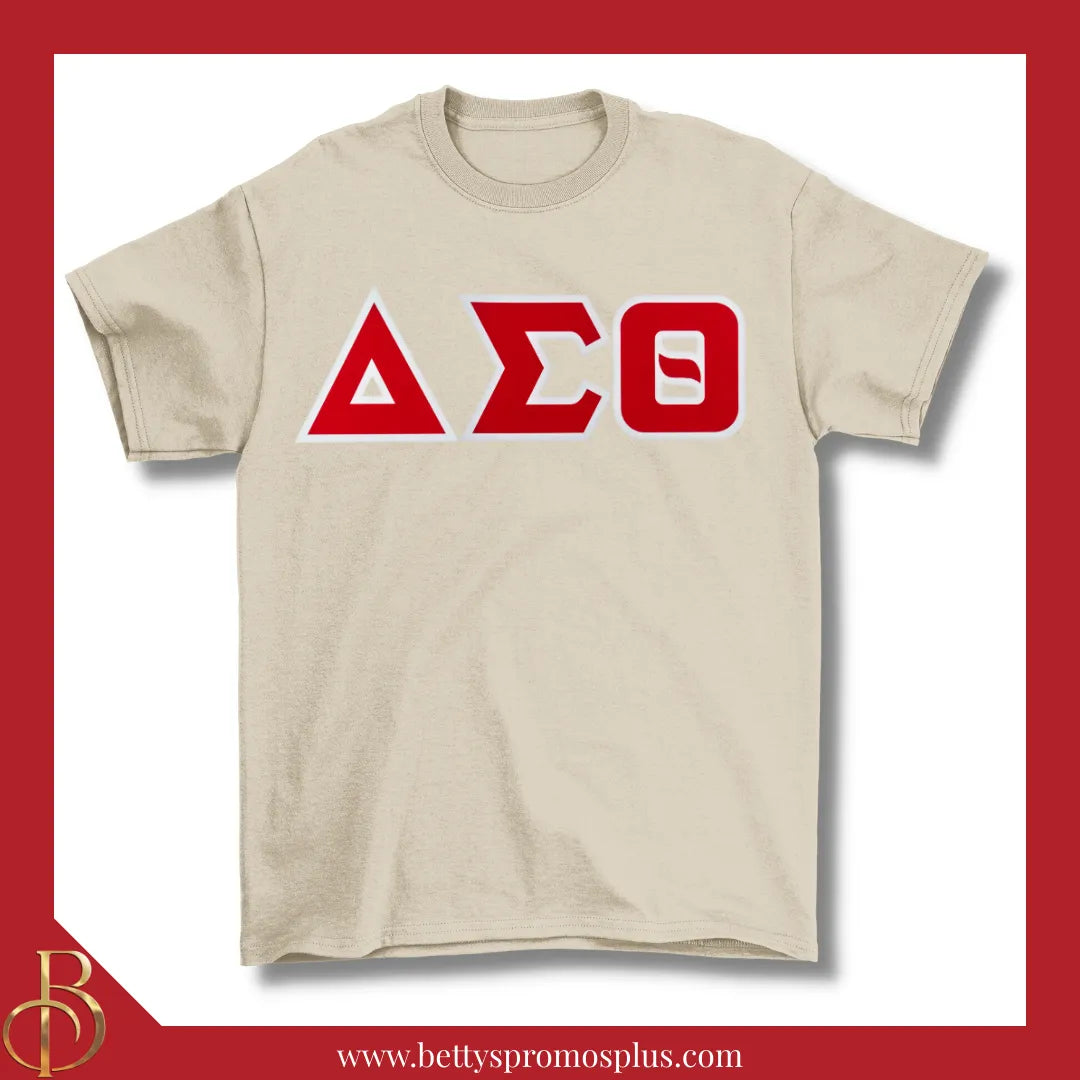 Delta Sigma Theta ΔΣΘ Double Stitched Appliqué Embroidered Line T-Shirt-Delta Sigma Theta Paraphernalia-Delta Sigma Theta T-Shirts-Betty's Promos Plus