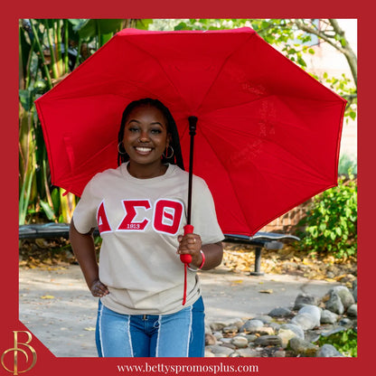 Delta Sigma Theta ΔΣΘ Double Stitched Appliqué Embroidered Line T-Shirt-Delta Sigma Theta Paraphernalia-Delta Sigma Theta T-Shirts-Betty's Promos Plus