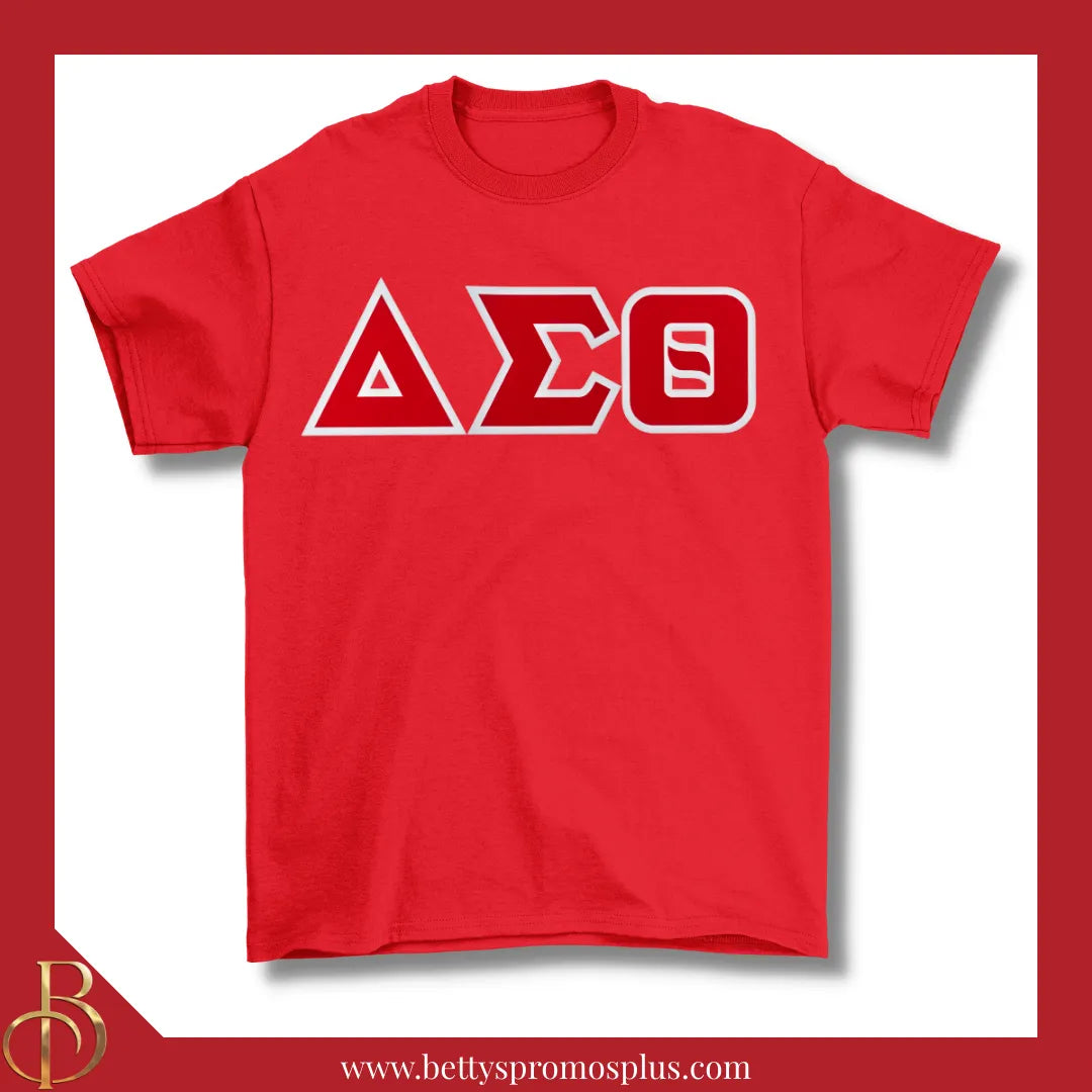 Delta Sigma Theta ΔΣΘ Double Stitched Appliqué Embroidered Line T-Shirt-Delta Sigma Theta Paraphernalia-Delta Sigma Theta T-Shirts-Betty's Promos Plus