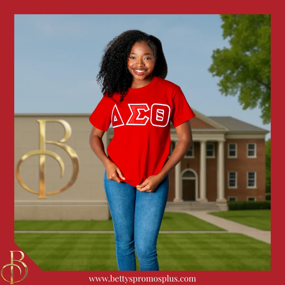 Delta Sigma Theta ΔΣΘ Double Stitched Appliqué Embroidered Line