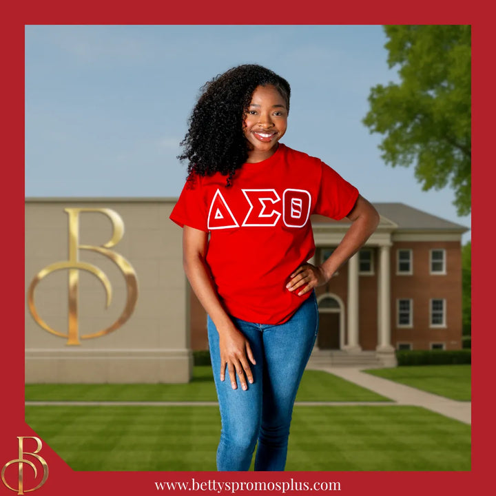 Delta Sigma Theta ΔΣΘ Double Stitched Appliqué Embroidered Line T-Shirt