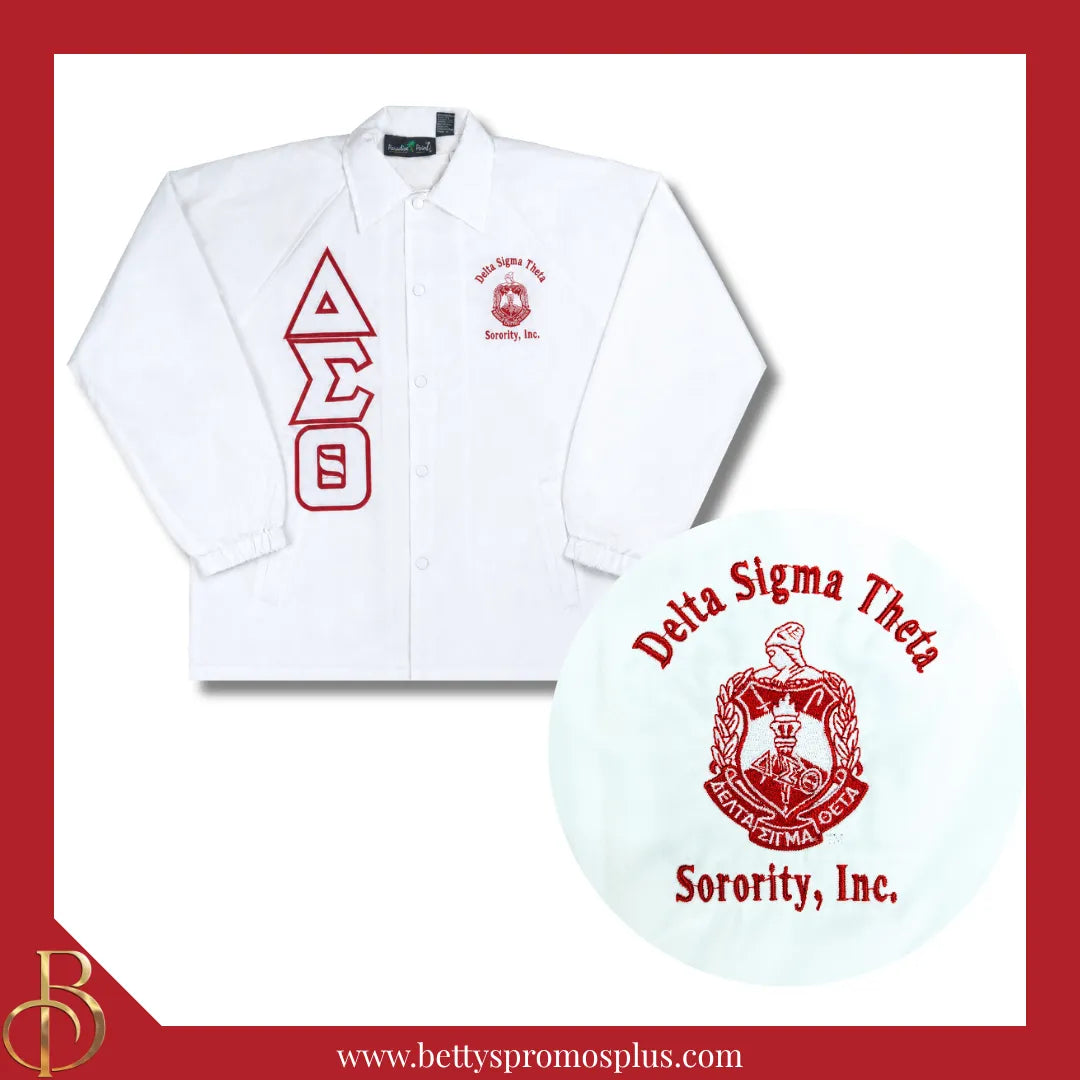 Delta Sigma Theta ΔΣΘ Double-Stitched Embroidered Windbreaker Line Jacket-Delta Sigma Theta Paraphernalia-Delta Sigma Theta Line Jacket-Betty's Promos Plus