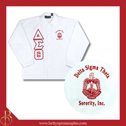 Delta Sigma Theta ΔΣΘ Double-Stitched Embroidered Windbreaker Line Jacket-Delta Sigma Theta Paraphernalia-Delta Sigma Theta Line Jacket-Betty's Promos Plus