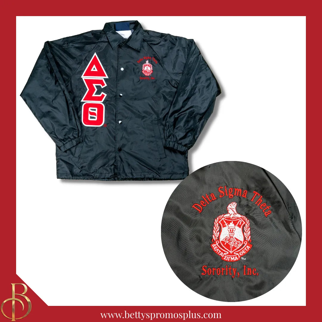 Delta Sigma Theta ΔΣΘ Double-Stitched Embroidered Windbreaker Line Jacket-Delta Sigma Theta Paraphernalia-Delta Sigma Theta Line Jacket-Betty's Promos Plus