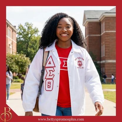 Delta Sigma Theta ΔΣΘ Double-Stitched Embroidered Windbreaker Line Jacket-Delta Sigma Theta Paraphernalia-Delta Sigma Theta Line Jacket-Betty's Promos Plus