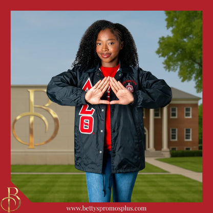 Delta Sigma Theta ΔΣΘ Double-Stitched Embroidered Windbreaker Line Jacket-Delta Sigma Theta Paraphernalia-Delta Sigma Theta Line Jacket-Betty's Promos Plus